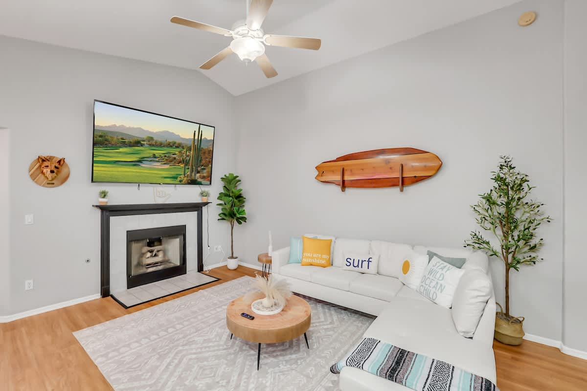 Living Room with 86" TV